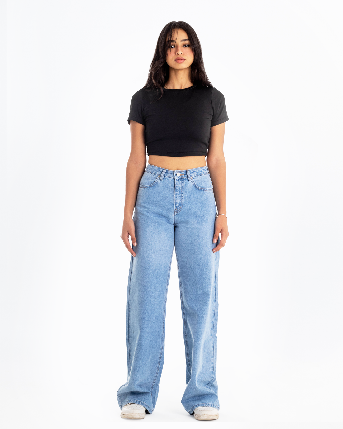 Wide-Leg Light Blue Denim