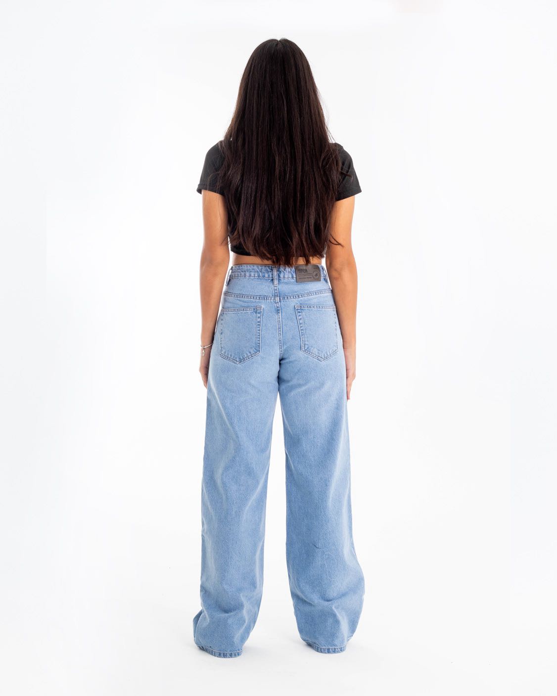 Wide-Leg Light Blue Denim