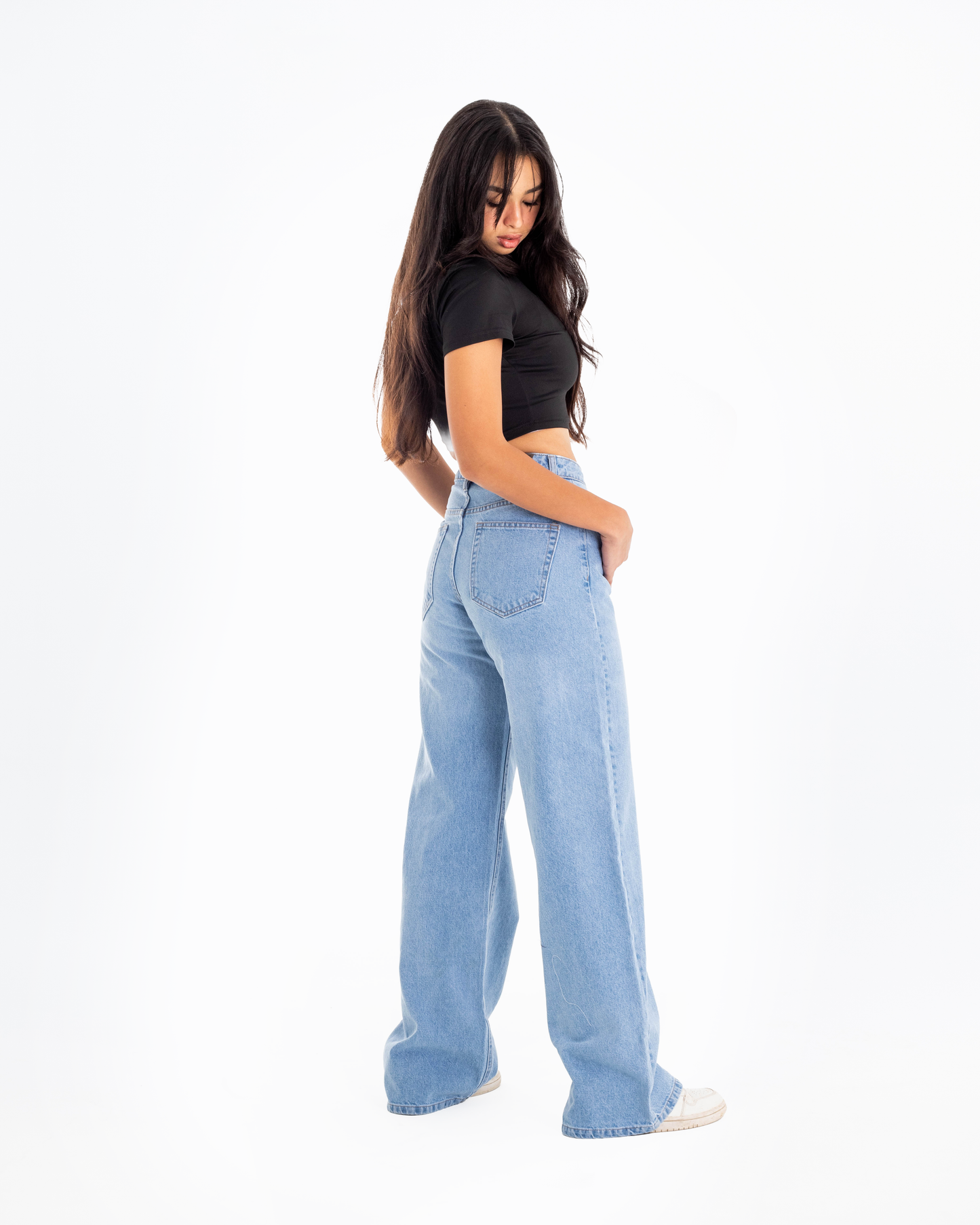 Wide-Leg Light Blue Denim