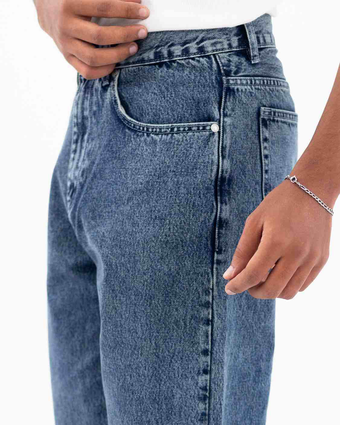 Wide-Leg Dirty Blue Denim